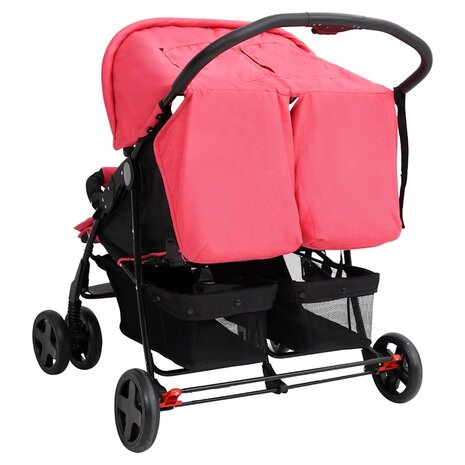 Tweeling kinderwagen staal rood 5