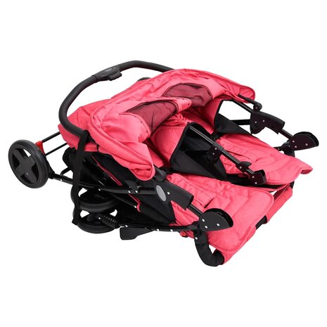 Tweeling kinderwagen staal rood 7