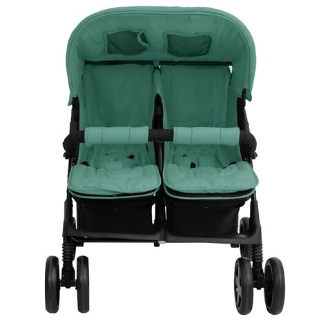 Tweeling kinderwagen staal groen 2