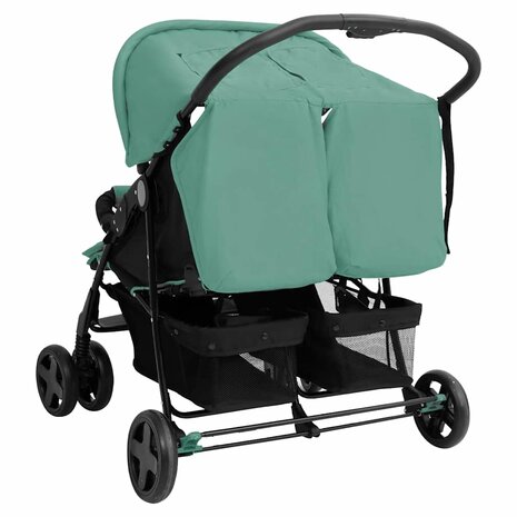 Tweeling kinderwagen staal groen 5