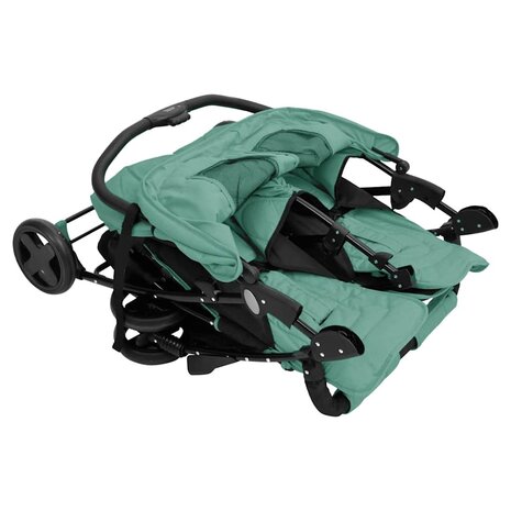 Tweeling kinderwagen staal groen 7