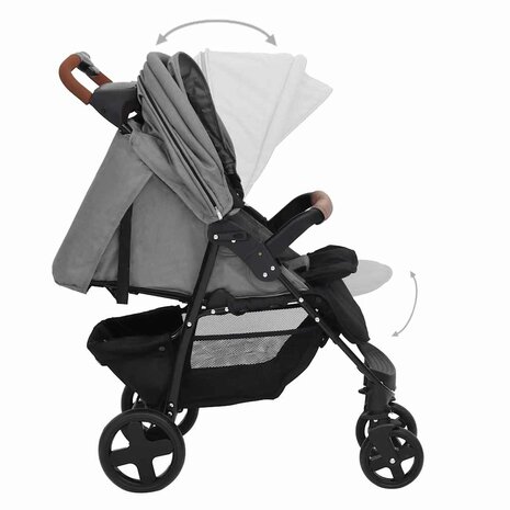 Kinderwagen 2-in-1 staal lichtgrijs 6