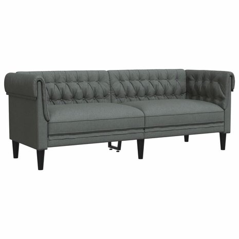 Driezitsbank Chesterfield-stijl stof donkergrijs 2