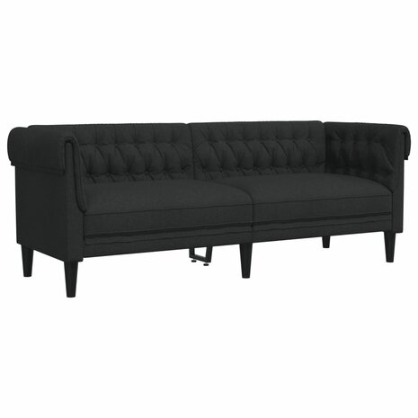 Driezitsbank Chesterfield-stijl stof zwart 2