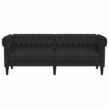 Driezitsbank Chesterfield-stijl stof zwart 4