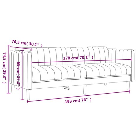 Driezitsbank stof zwart 9