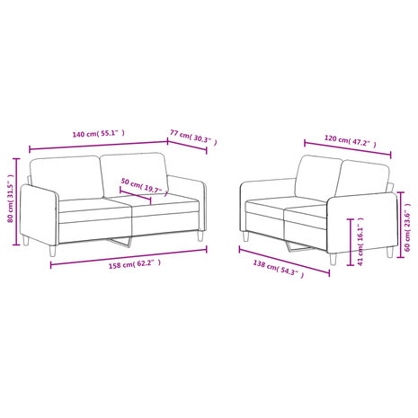 2-delige Loungeset fluweel lichtgrijs 7