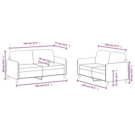 2-delige Loungeset fluweel donkergrijs 7