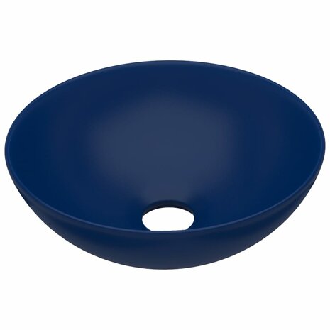 Wastafel rond keramiek donkerblauw 2