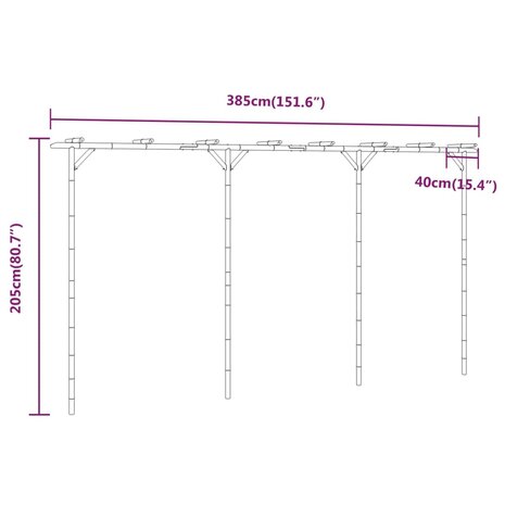 Pergola 385x40x205 cm bamboe 7