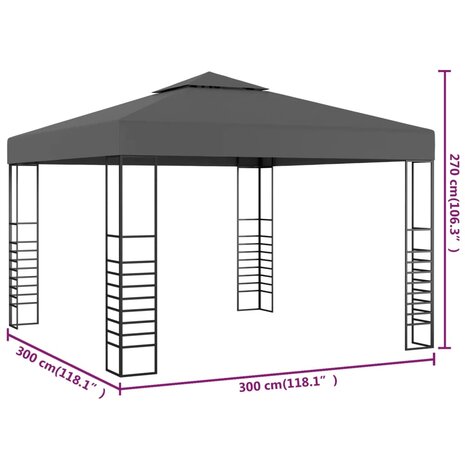 Tuinpaviljoen 3x3 m antraciet 5