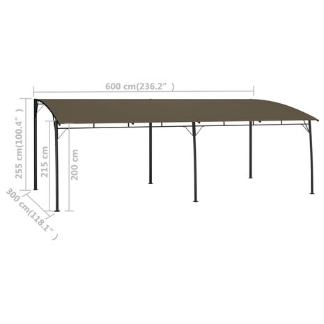 Zonneluifel 6x3x2,55 m taupe 6