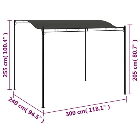 Zonneluifel 3x2,4 m antraciet  8