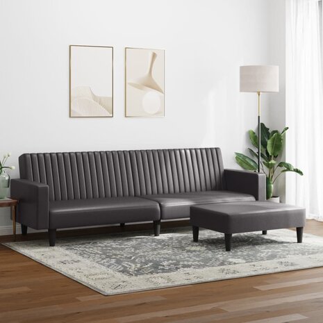 2-delige Loungeset kunstleer grijs 3