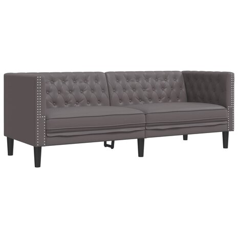 Driezitsbank Chesterfield-stijl kunstleer grijs 2