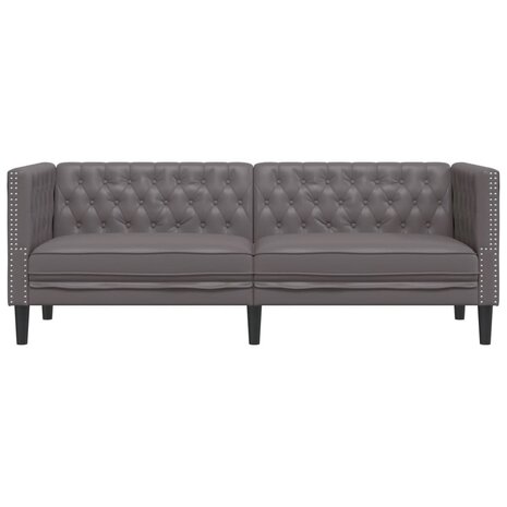 Driezitsbank Chesterfield-stijl kunstleer grijs 4