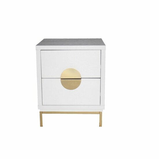 Nachtkastje DKD Home Decor Wit Gouden Metaal Hout MDF 40 x 40 x 50 cm 50 x 35 x 60 cm 40 x 49 x 50 cm 1