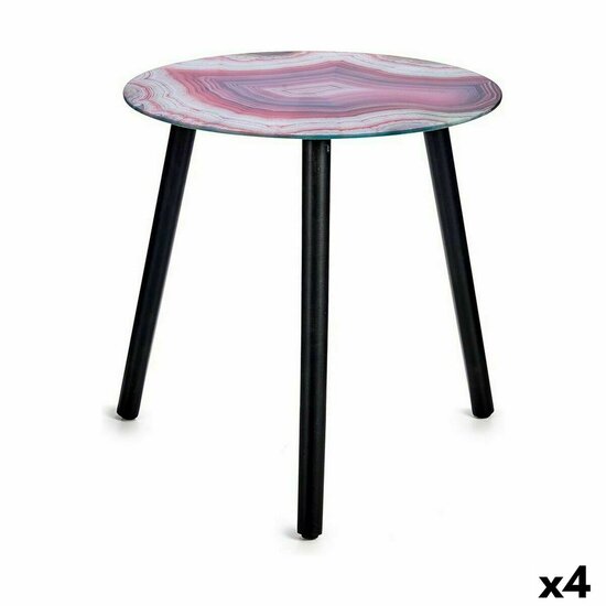 Bijzettafel Marmer Zwart Roze Kristal 40 x 41,5 x 40 cm (4 Stuks) 1