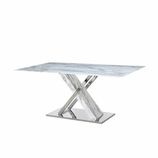 Eettafel DKD Home Decor Kristal Zilverkleurig Grijs Staal Wit 180 x 90 x 78 cm 1