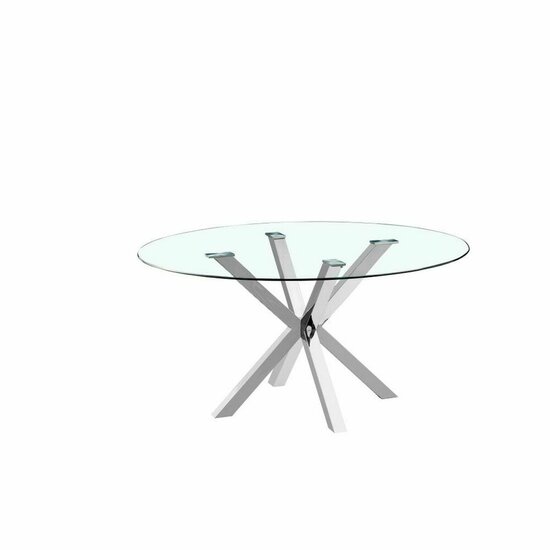 Eettafel DKD Home Decor 110 x 110 x 76 cm Kristal Zilverkleurig Staal 1