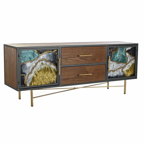 Tv-meubel DKD Home Decor Geel Groen Gouden Donkerbruin Metaal Kristal 140 x 35 x 55 cm 1