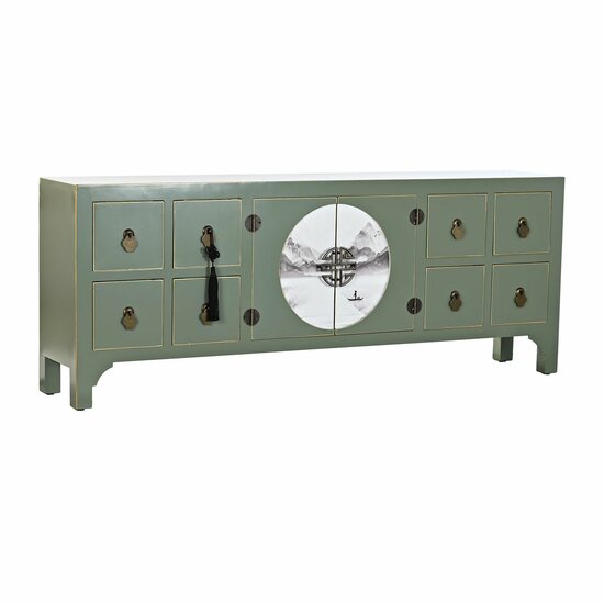 Tv-meubel DKD Home Decor Wit Zwart Groen Gouden Metaal Spar Hout MDF 130 x 26 x 51 cm 1