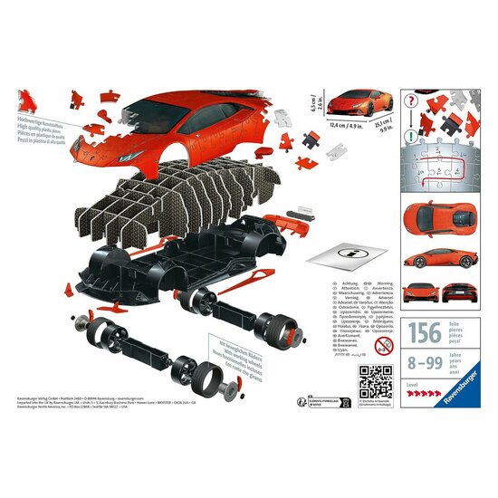 3D puzzel Ravensburger Lamborghini 25 cm Auto 108 Onderdelen 2