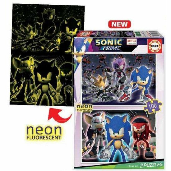 Set van 2 Puzzels Educa Neon Sonic 100 Onderdelen 3