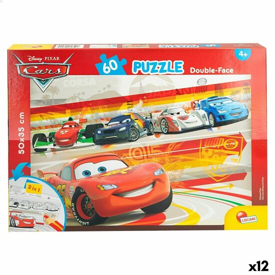 Kinderpuzzel Cars Dubbelzijdig 60 Onderdelen 50 x 35 cm (12 Stuks) 1