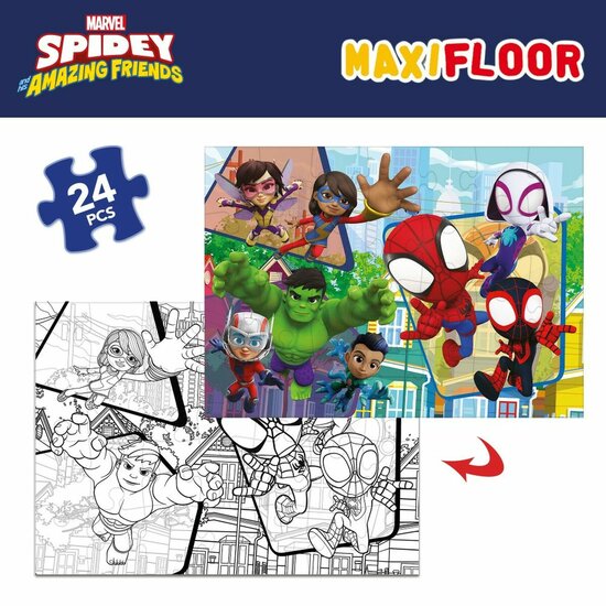 Kinderpuzzel Spidey Dubbelzijdig 24 Onderdelen 70 x 1,5 x 50 cm (6 Stuks) 3