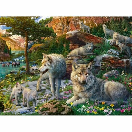 Puzzel Ravensburger Wolves in Spring 2