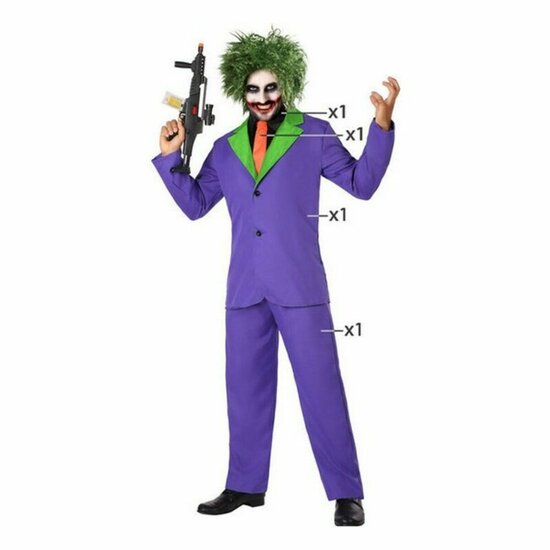 Kostuums voor Volwassenen Joker Paars Moordenaar (3 Onderdelen) - Maat: M/L 4