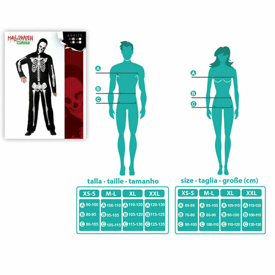 Kostuums voor Volwassenen Zwart Skelet - Maat: XL 6