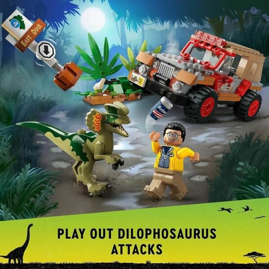 Playset Lego Jurassic Park 30th Anniversary 76958 Dilophosaurus Ambush 211 Onderdelen 5