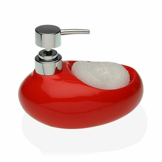 Zeepdispenser Versa Rood Schuurspons Keramisch (16,5 x 16 x 10,5 cm) 1