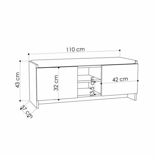 Schoenenbank Alexandra House Living Wit Grijs 110 x 43 x 37 cm 2 deuren 3