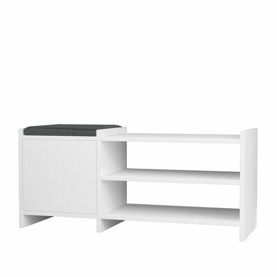 Schoenenbank Alexandra House Living Wit Grijs 100 x 44 x 35 cm 2 Planken 1 deur 1