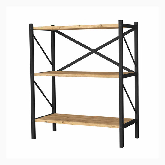 Boekenkast Alexandra House Living Zwart Ek Metaal Hout MDP 66 x 85 x 34 cm industrial 3 Planken 1