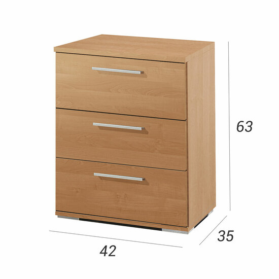 Nachtkastje Alexandra House Living Kersenboom Metaal Hout MDP 41 x 62 x 35 cm 3 lades 4