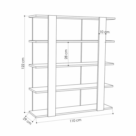 Boekenkast Alexandra House Living Wit Hout MDP 110 x 122 x 29 cm 4 Planken 4