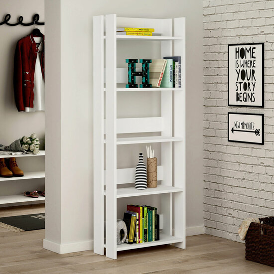 Boekenkast Alexandra House Living Wit Hout MDP 57 x 155 x 25 cm 5 Planken 2