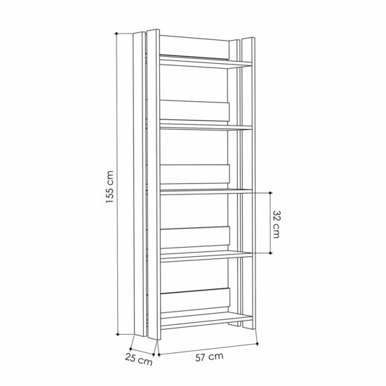 Boekenkast Alexandra House Living Wit Hout MDP 57 x 155 x 25 cm 5 Planken 3