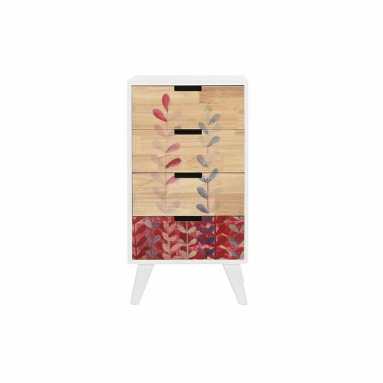 Ladekast DKD Home Decor Wit Kastanjebruin Natuurlijk Rubberwood Paulownia hout 40 x 30 x 78 cm 5