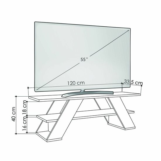 Tv-meubel Alexandra House Living Diagonal Wit 120 x 40 x 33 cm 6