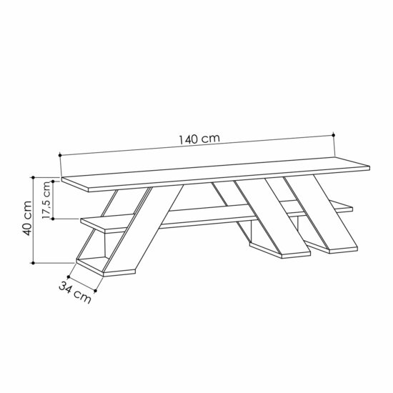 Tv-meubel Alexandra House Living Diagonal Bruin 140 x 40 x 34 cm 3