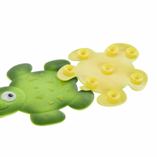 Badkleed DKD Home Decor 11,5 x 1 x 10 cm Groen Geel Kinderen Schildpad PVC 10 cm (2 Stuks) 2