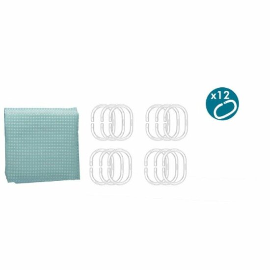 Douchegordijn Punten Turquoise Polyester 180 x 180 cm (12 Stuks) 4