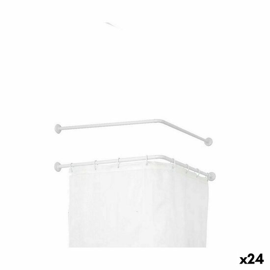 Douchegordijnstang Douche Wit Aluminium 80 cm (24 Stuks) 1