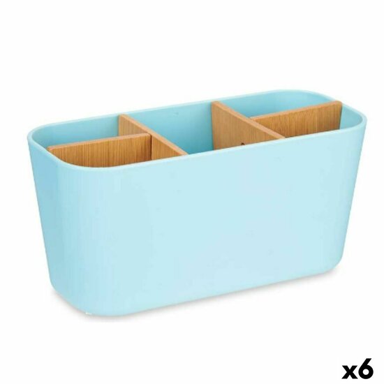 Tandenborstelhouder Blauw Bamboe Polypropyleen 21 x 10 x 9 cm (6 Stuks) 1