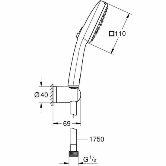 Douchekop Grohe Zwart Mat zwart Siliconen ABS 3